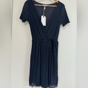 Elegant Dark Grey Faux Wrap Dress